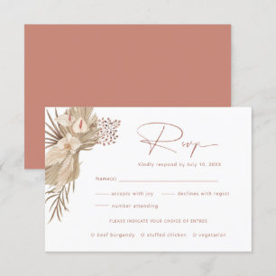 Carte de réponse Boho Pampas Grass RSVP