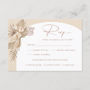 Carte de réponse Boho Pampas Grass RSVP