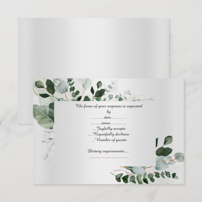 CARTE DE RÉPONSE BOTANIQUE ARGENTÉE (Devant / Derrière)