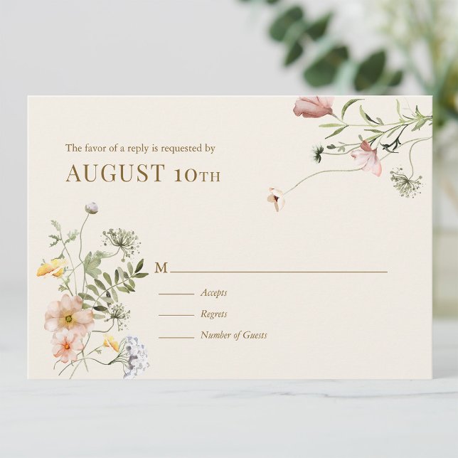 Carte de réponse botanique Wildflower Boho (Créateur téléchargé)