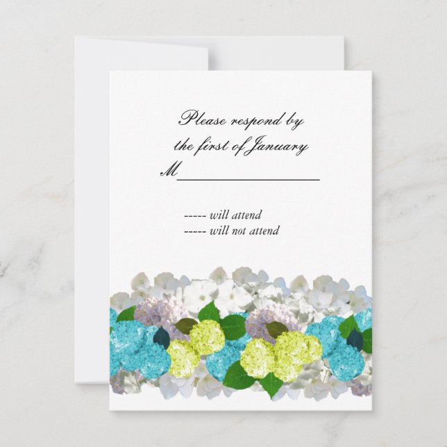 Carte de réponse Bouquet de fleurs turquoise et ja (Devant)