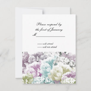 Carte de réponse Bouquet mixte pastel de fleurs