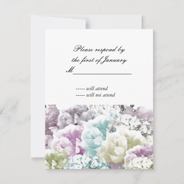 Carte de réponse Bouquet mixte pastel de fleurs (Devant)