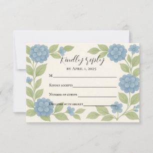 Carte de réponse Budget Blue Hydrangea