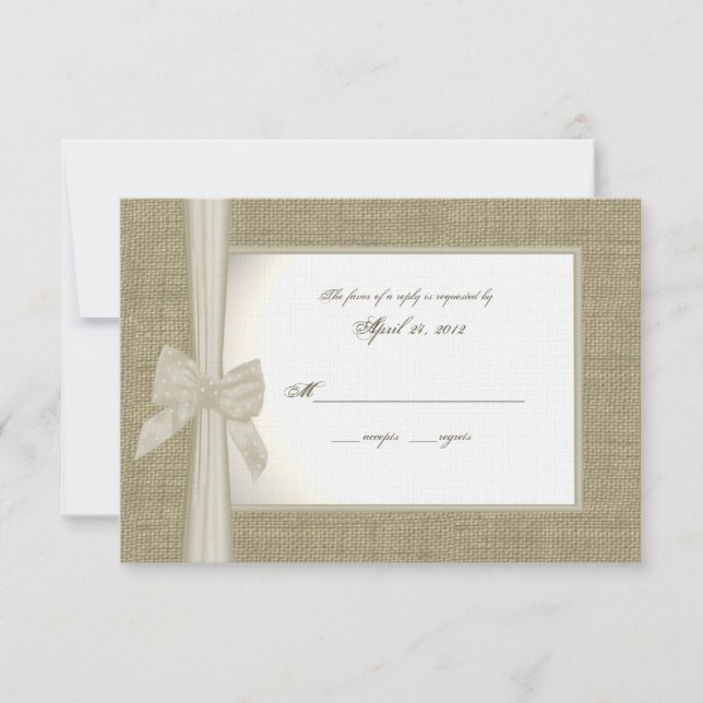 Carte de réponse Burlap et Bow (Devant)