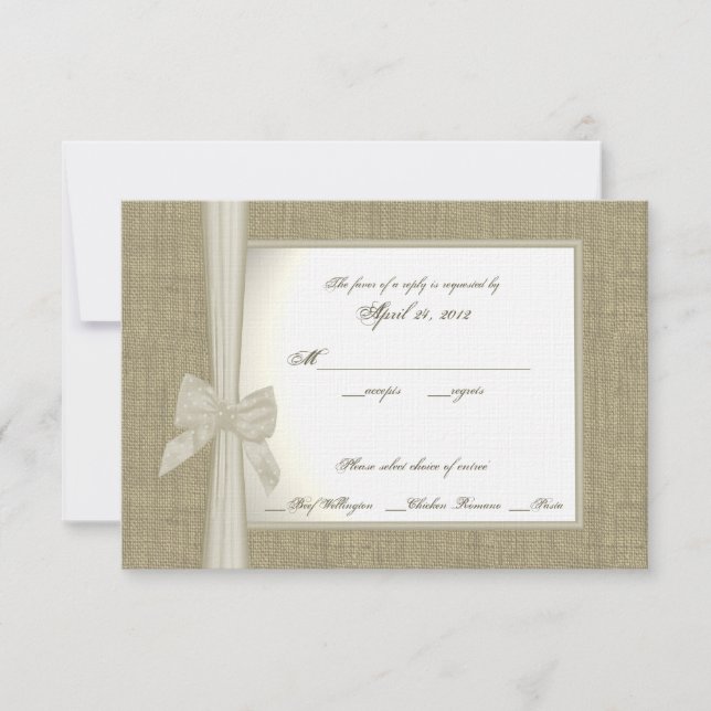 Carte de réponse Burlap et Bow (Devant)