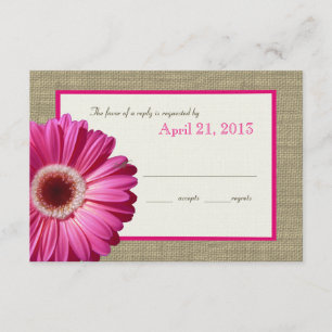 Carte de réponse Burlap et Daisy Pink