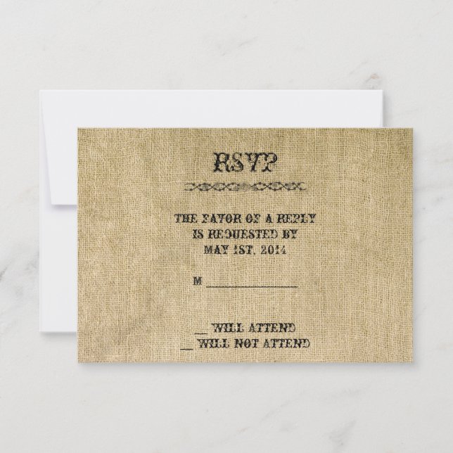 Carte de réponse Burlap Western (Devant)