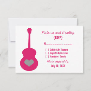 Carte de réponse cardiaque de guitare rose/gris