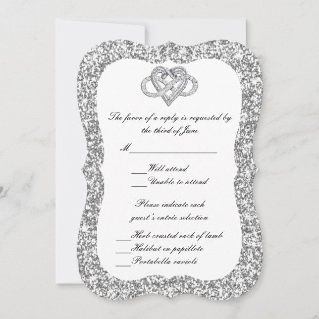 Carte de réponse cardiaque Silver Parties scintill (Devant)