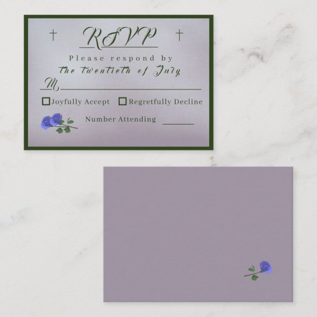 Carte de réponse catholique rose mauve et vert (Devant / Derrière)