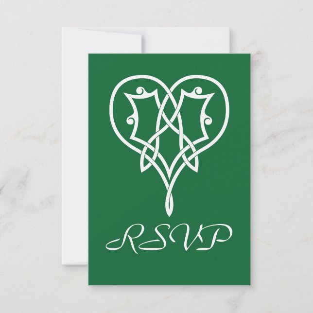Carte de réponse Celtic Weave Hearts en vert (Devant)