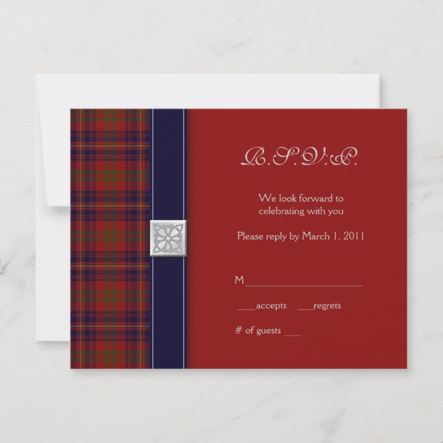 Carte de réponse celtique tartan personnalisable (Devant)