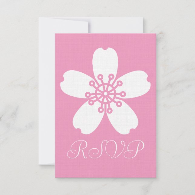 Carte de réponse charmante Sakura en rose pétale (Devant)