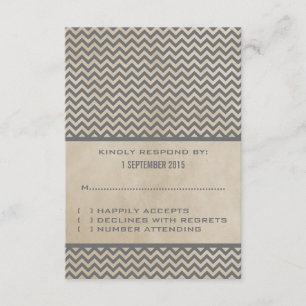 Carte de réponse Chevron gris chic