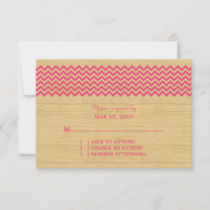 Carte de réponse Chevron Rustique rose