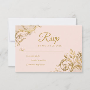 Carte de réponse Classique Blush Pink Gold Quincea