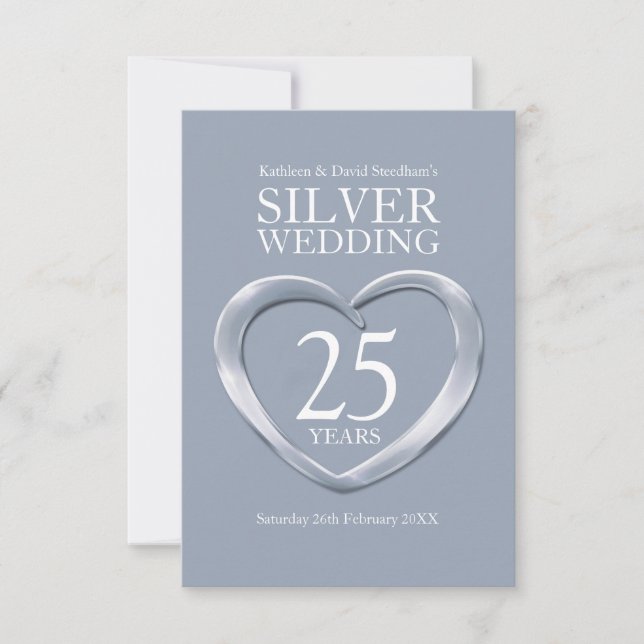 carte de réponse coeur pour les 25 ans de mariage  (Devant)