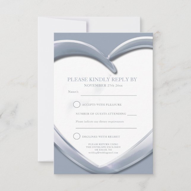 carte de réponse coeur pour les 25 ans de mariage (Devant)