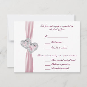 Carte de réponse cœurs roses personnalisés
