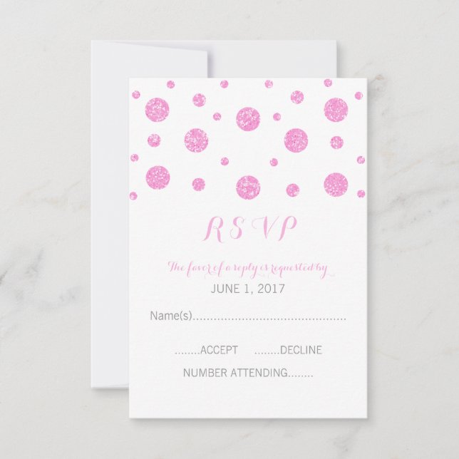 Carte de réponse Confetti Parties scintillant rose (Devant)