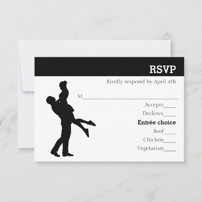 Carte de réponse - Couple Silhouette Moderne - RSV (Devant)
