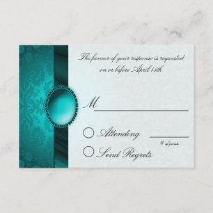 Carte de réponse Damask Ribbon Turquoise