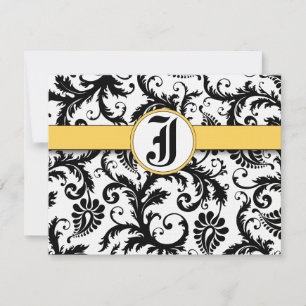 Carte de réponse Damassé Jaune Bumble Bee-