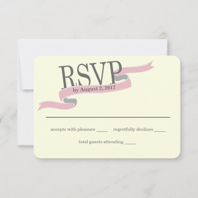 Carte de réponse de bannière de ruban rose (Devant)