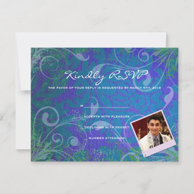 CARTE DE RÉPONSE DE BAR MITZVAH Collage de photos  (Devant)