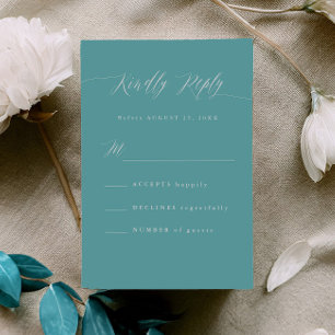 Carte de réponse de calligraphie RSVP Aqua Blue Mi