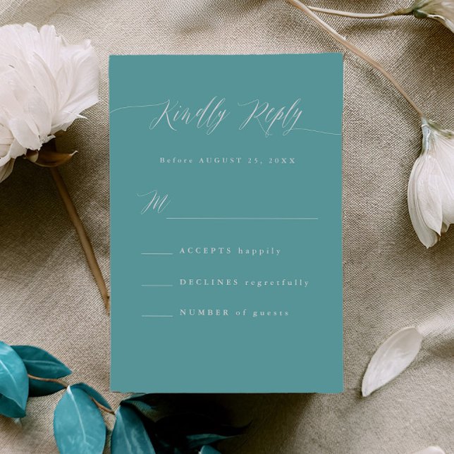 Carte de réponse de calligraphie RSVP Aqua Blue Mi (Créateur téléchargé)