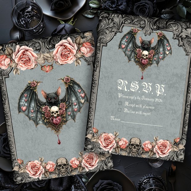Carte de réponse de chauve-souris gothique (Créateur téléchargé)
