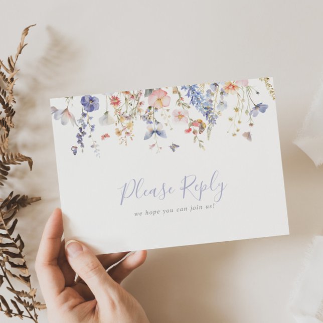 Carte de réponse de choix de menu de fleurs sauvag (Créateur téléchargé)