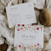 Carte de réponse de choix de menu de fleurs sauvag