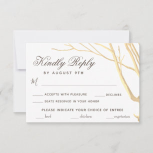 Carte de réponse de choix de menu de mariage avec 