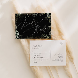 Carte de réponse de choix de menu noir et or avec 