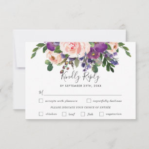 Carte de réponse de choix de repas de mariage flor