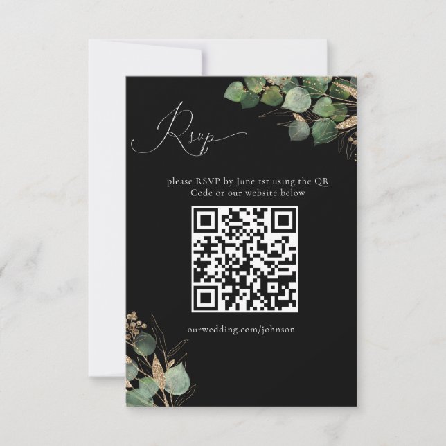 Carte de réponse de code QR Eucalyptus Aquarelle N (Devant)
