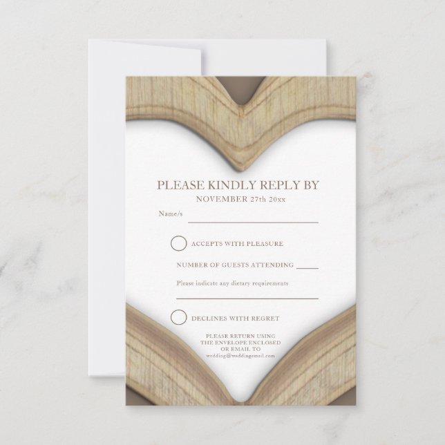 carte de réponse de cœur pour les 5 ans de mariage (Devant)