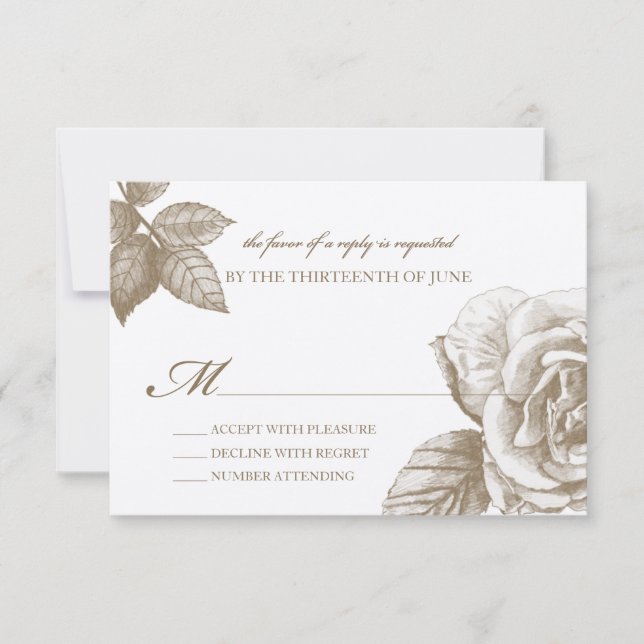 Carte de réponse de croquis rose à Sepia (Devant)