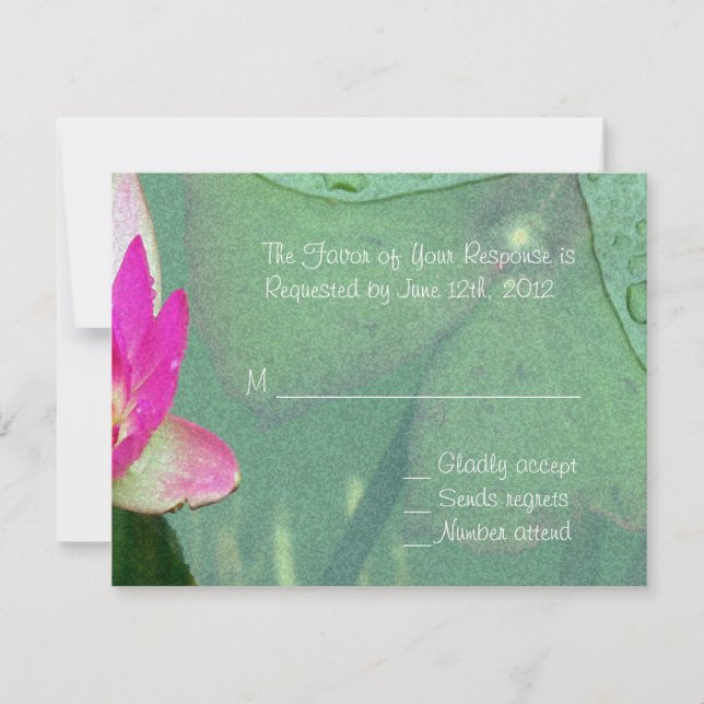 carte de réponse de fleur de nénuphar rose (Devant)