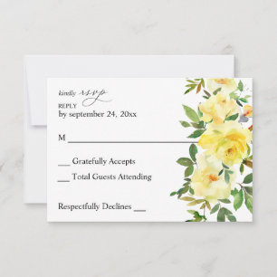 Carte de réponse de fleur jaune sans repas