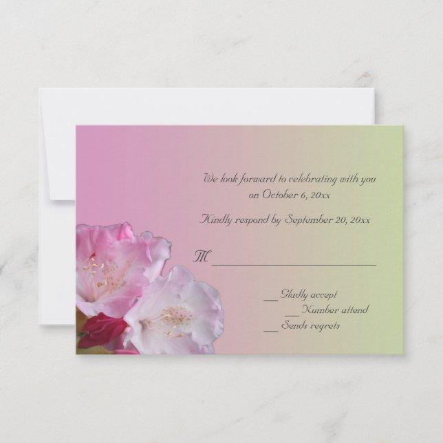 carte de réponse de fleurs de rhododendron rose (Devant)