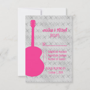 Carte de réponse de Grunge de guitare rose chaud