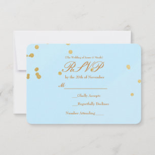 Carte de réponse de invitation avec confettis bleu
