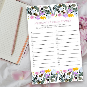 Carte de réponse de jeu de Baby Shower Fleur Sauva