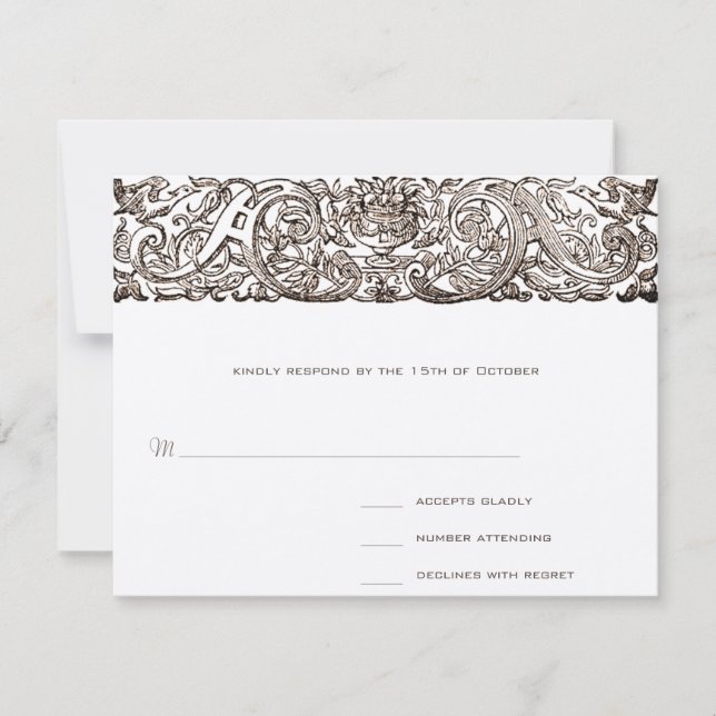 Carte de réponse de la parade de paon Art Nouveau (Devant)