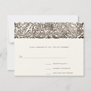 Carte de réponse de la parade de paon Art Nouveau