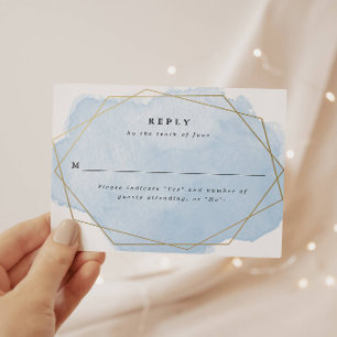 Carte de réponse de l'aquarelle bleue, Gold Geo Fr
